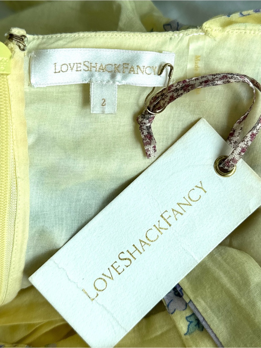 LoveShackFancy Burrows Maxi Dress Sunshower Garden Yellow Floral Size 2 - Picture 12 of 16